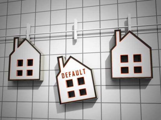 Mortgage Default Icon Depicting Home Loan Overdue Or Shortfall. Failure To Pay Off Line Of Credit Debt - 3d Illustration - Strategic Default Explained Debt Lawyers Foreclosure Defense Group